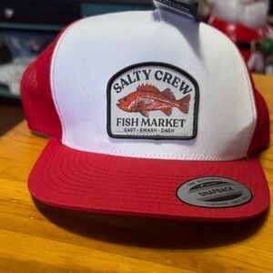 Salty Crew Red and White Fish Market Hat